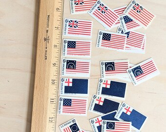 アメリカ国旗切手25枚、歴史的なアメリカ国旗、1968年未使用切手、6