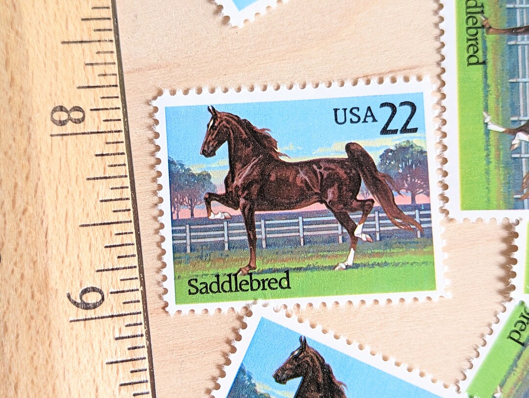 10 Saddlebred Horse Stamps, Vintage Unused 22 Cent Postage Stamps