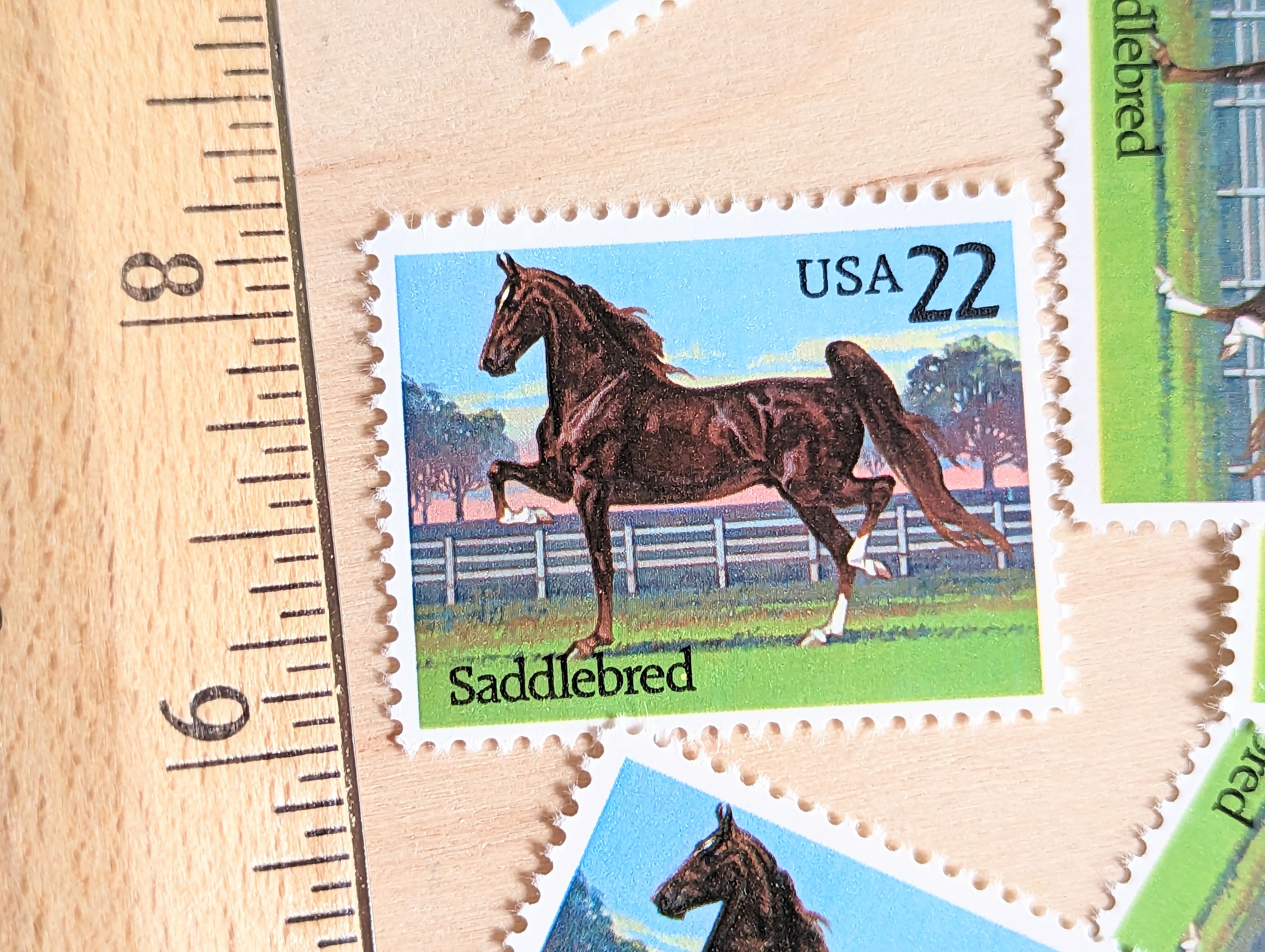 10 Saddlebred Horse Stamps, Vintage Unused 22 Cent Postage Stamps