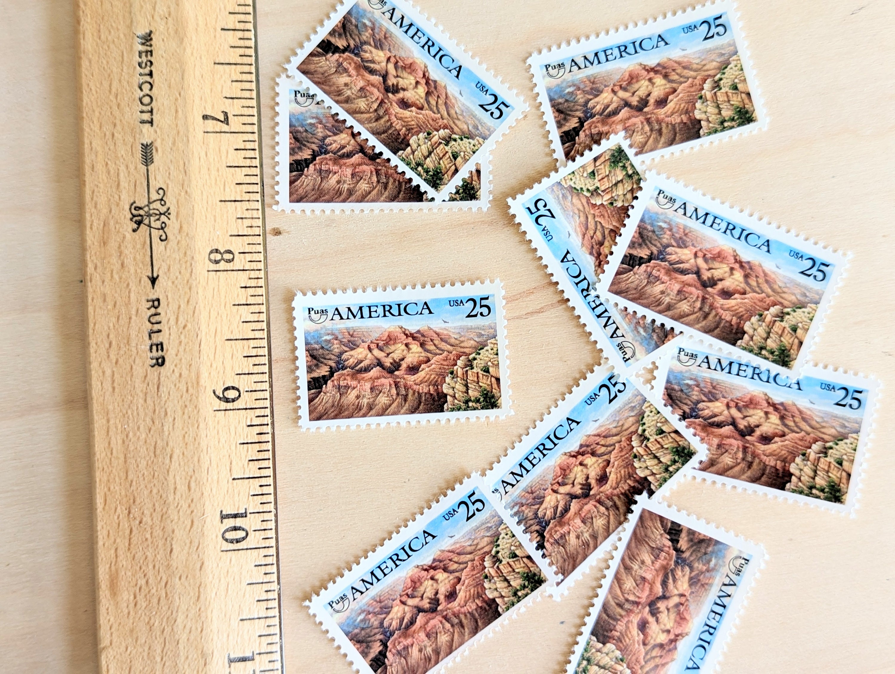アメリカ・グランドキャニオン切手10枚、1989年未使用郵便切手、25