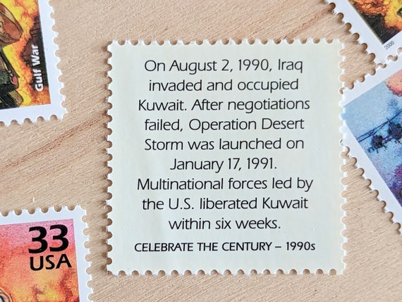 湾岸戦争切手5枚、ヴィンテージ未使用USPS 33セント切手、1990年代の