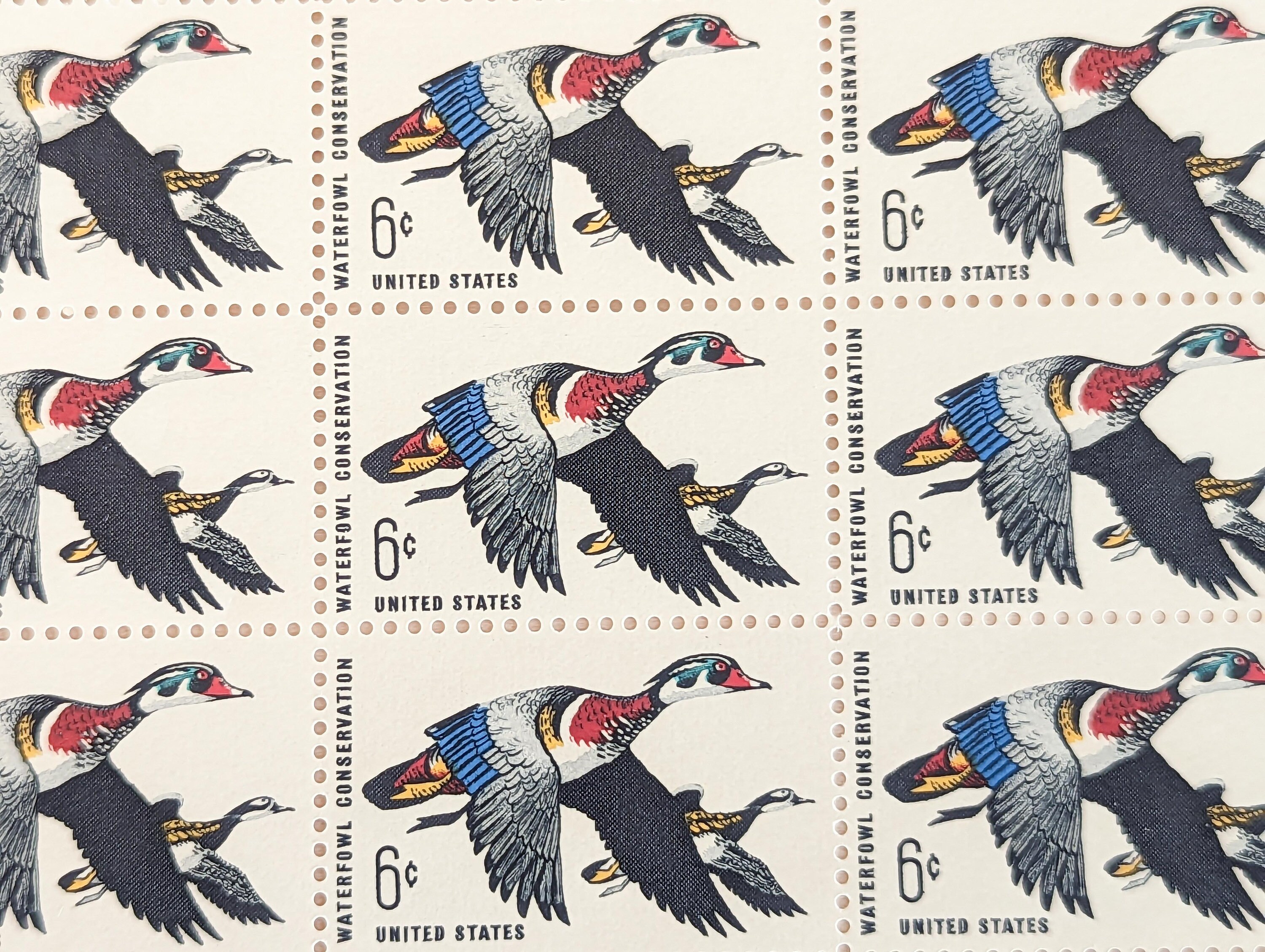水鳥保護切手50枚セット、ヴィンテージ未使用USPS 6セント切手、1968年