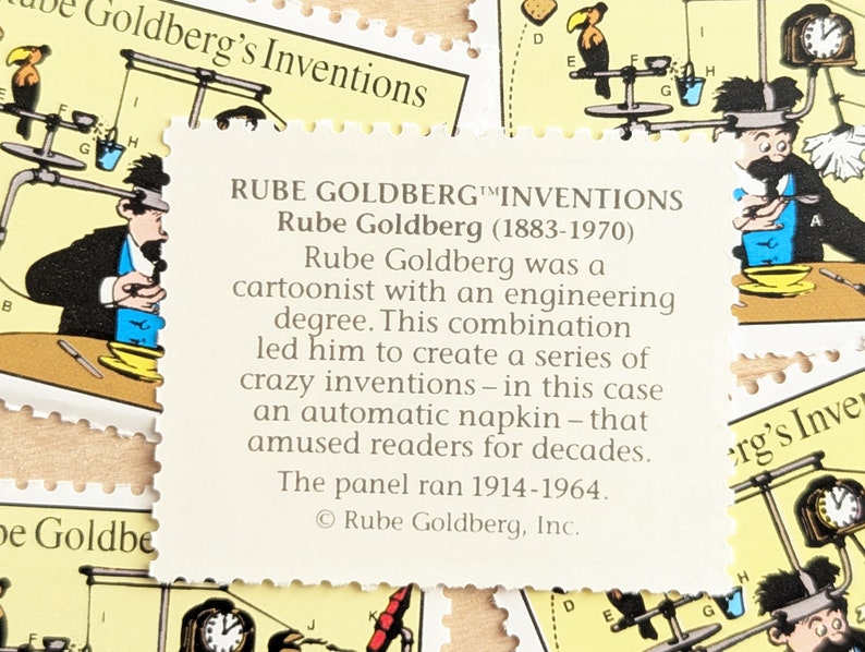 5 Rube Goldberg's Inventions Stamps, Vintage Unused USPS 32 Cent ...