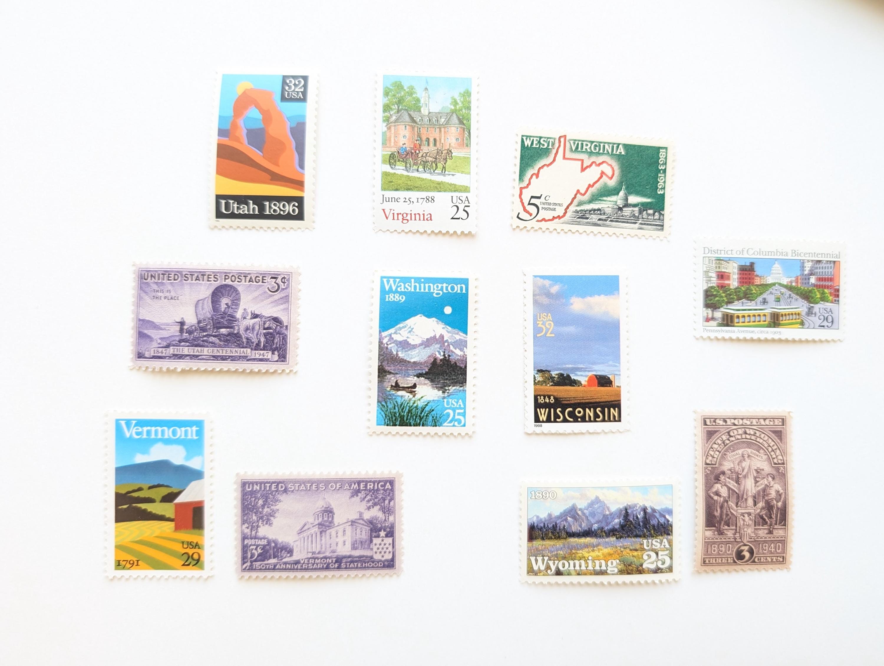 ご希望の州、1枚の切手または50州セット、ワシントンDCのヴィンテージ
