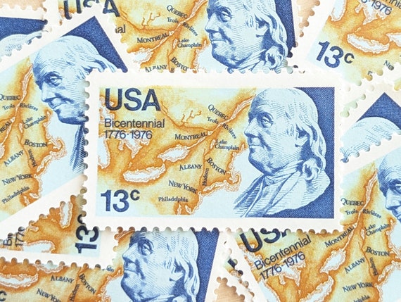 建国200周年記念切手10枚、1976年から1776年までの郵便切手、13セント