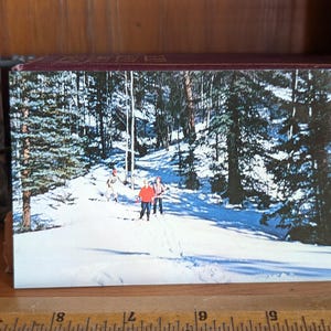 Unbenutzte Ski fahrende Schneeschuh Postkarte, Red River, New Mexico