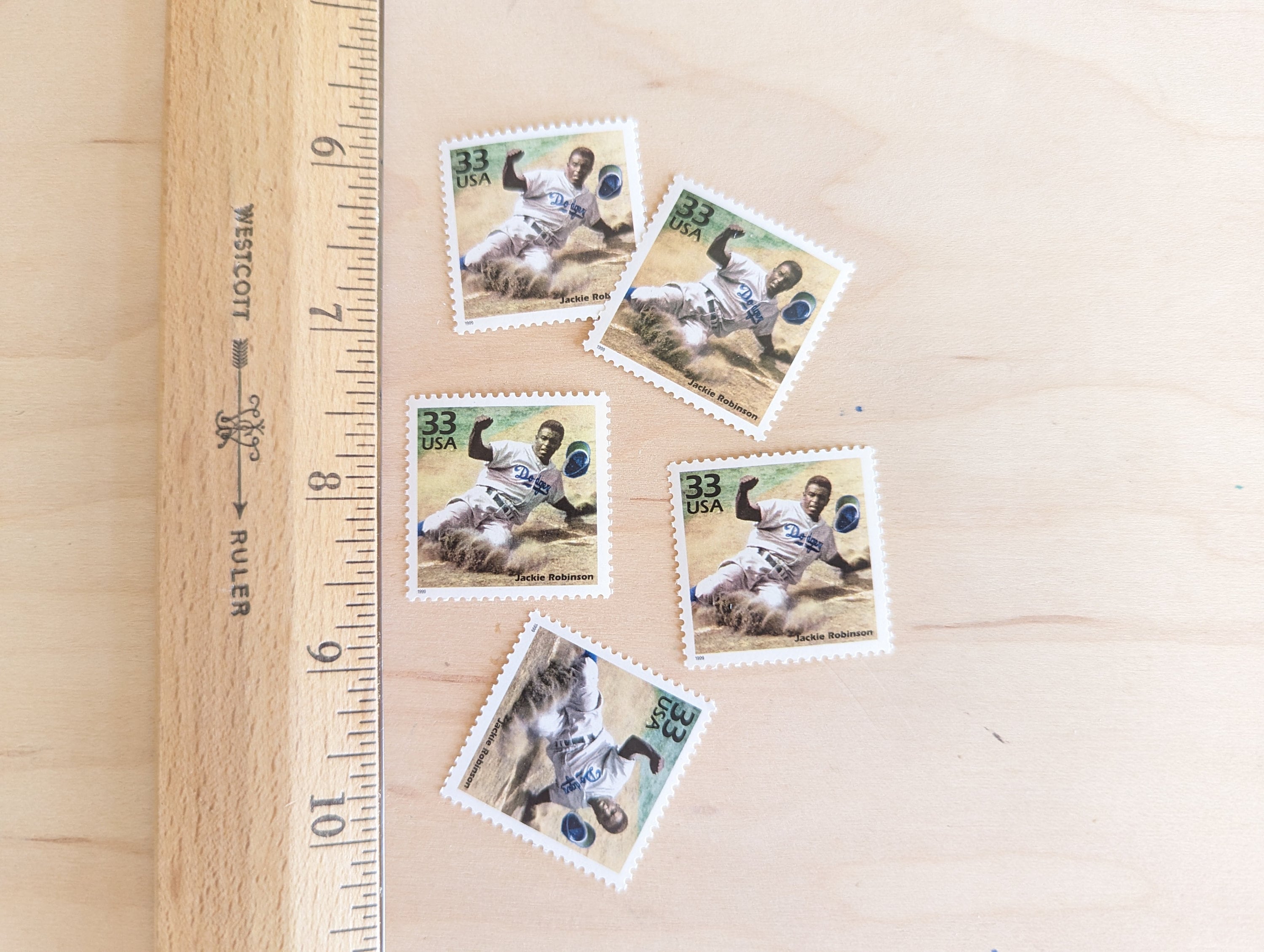 ジャッキー・ロビンソン切手5枚セット、未使用の米国郵政公社（USPS