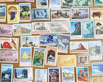 Choisissez votre état, un timbre ou un ensemble complet de 50 états et timbre-poste américain vintage Washington DC, souvenir de voyage, affranchissement inutilisé