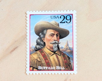 5 Buffalo Bill Stamps, Vintage Unused USPS 29 Cent Stamps, Legends of The West, 1994 Gummed
