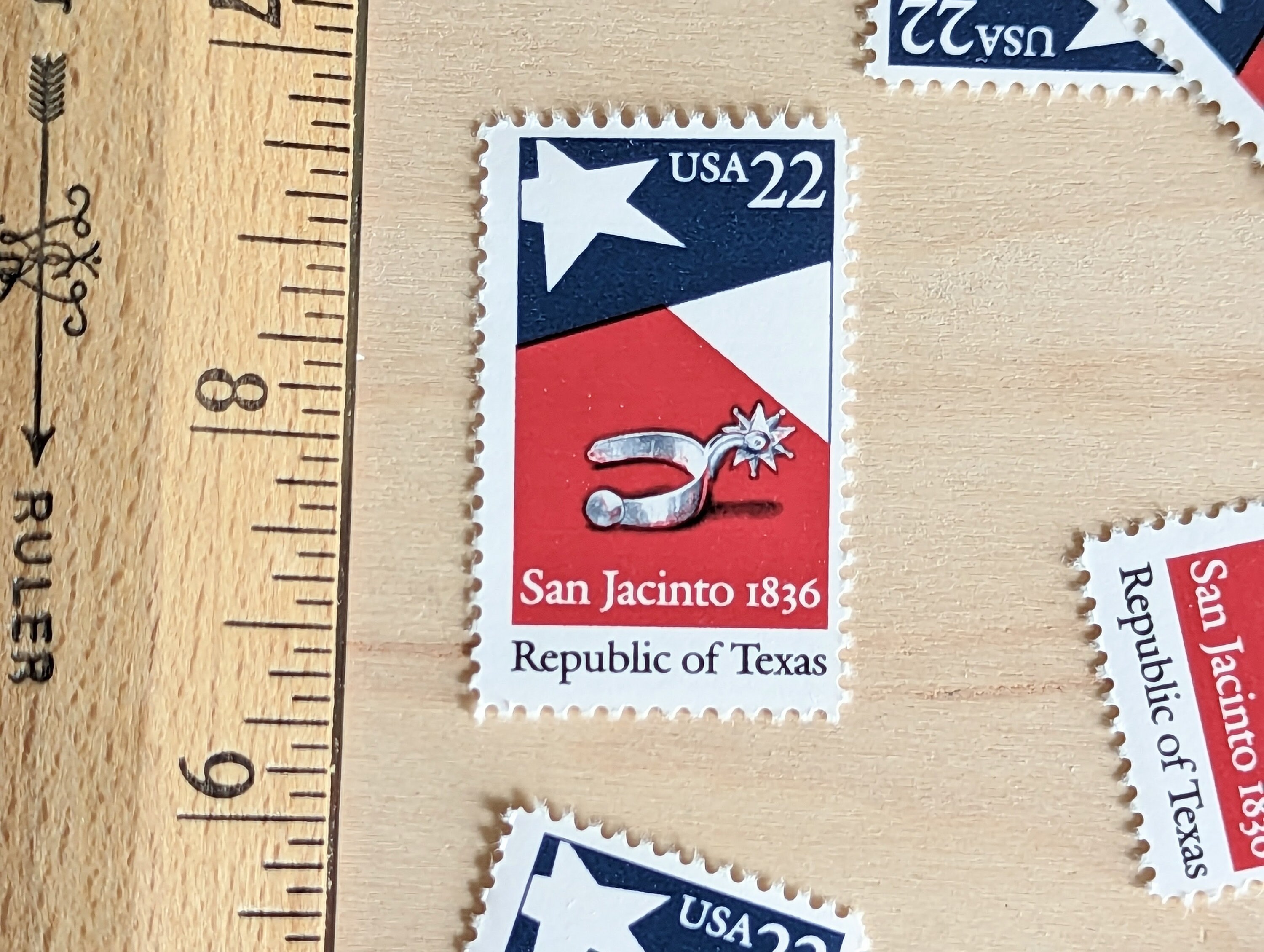 テキサス共和国切手10枚セット、ヴィンテージ未使用USPS 22セント切手