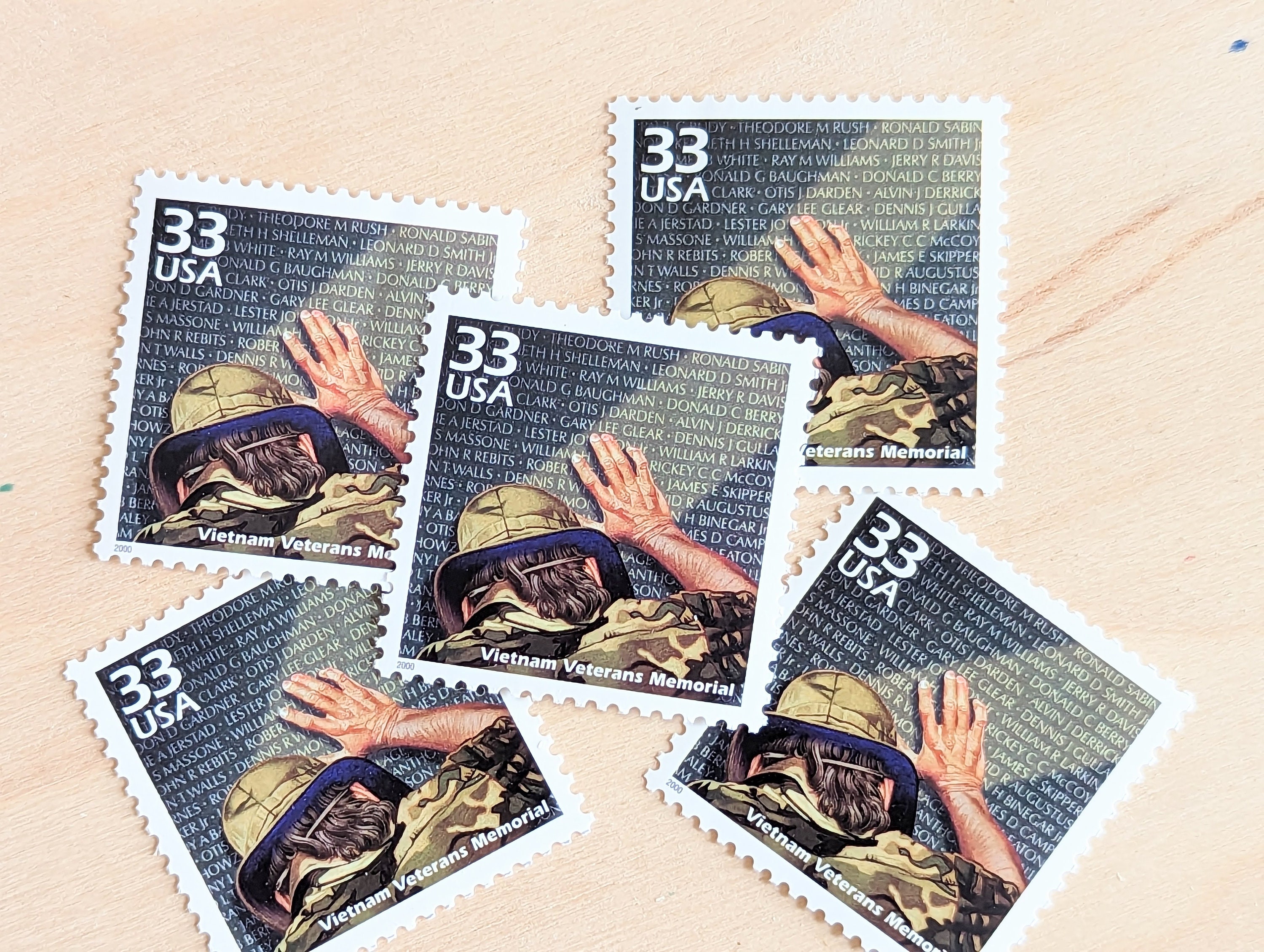 ベトナム戦争戦没者慰霊切手5枚、ヴィンテージ未使用USPS 33セント切手