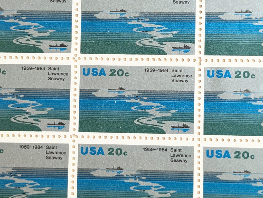 Sheet of 50 Saint Lawrence Seaway Stamps, 1984 Unused Postage
