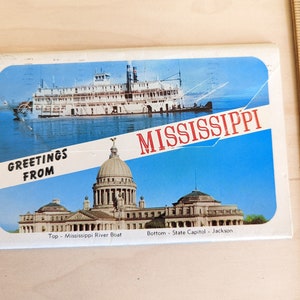 Gebrauchte Mississippi Postkarten Foldout, 1950er Jahre, Postkarte mit Klappbildern, Benötigt Reguläres First Class Porto