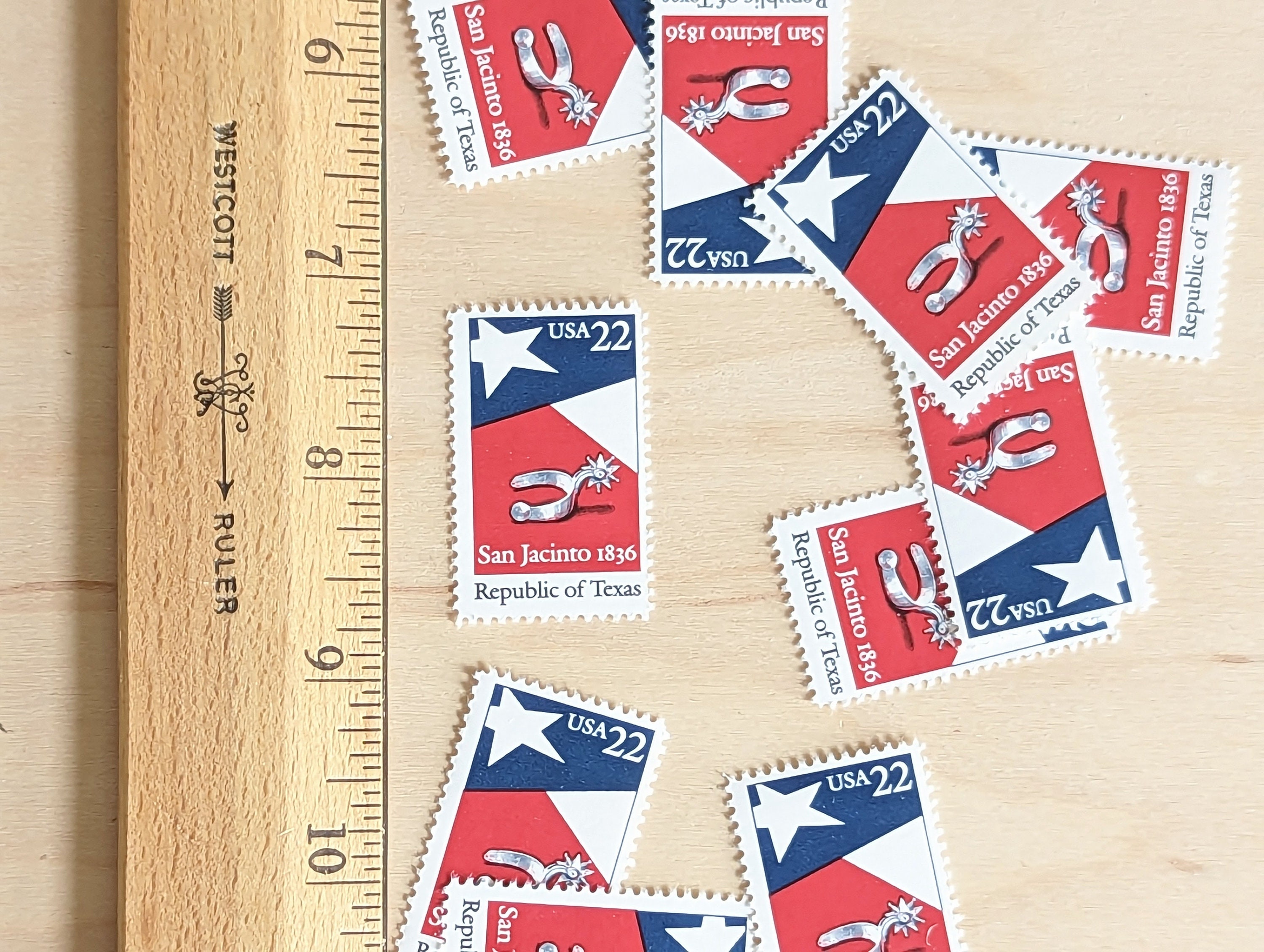テキサス共和国切手10枚セット、ヴィンテージ未使用USPS 22セント切手