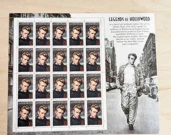 ハリウッドの伝説の切手シート、ジェームズ・ディーン、未使用の米国32
