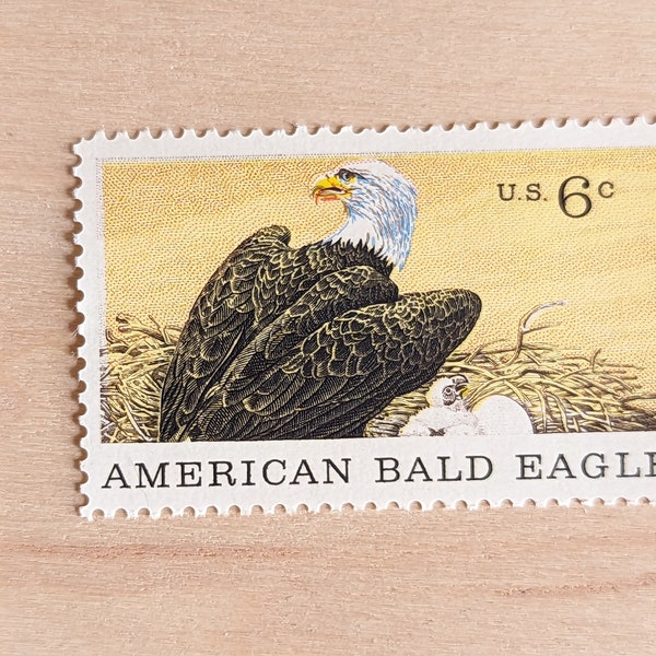 10 American Bald Eagle Stamps,1970 Unused Postage Stamps, Natural History, 6 Cent Stamps