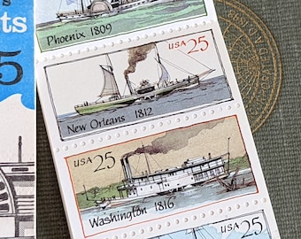 切手89 1989年 25セント切手20枚セット、内陸水路蒸気船、ボート切手、ニュー