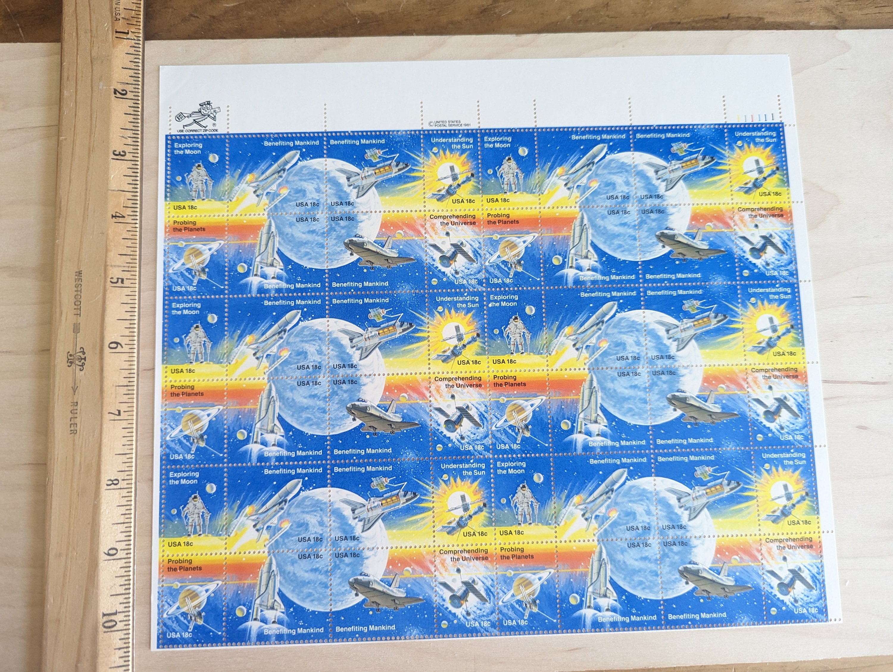 1973 Space Portrayed on Stamps Collector's Booklet with 18 vintage stamps  USPS