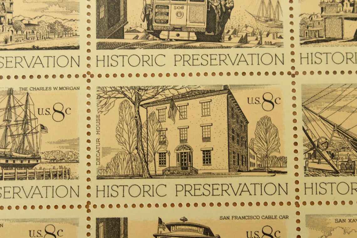 Historic Preservation 1971 US Stamp Sheet 8 Cent Stamps 32 Etsy
