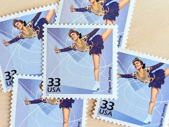 フィギュアスケート切手5枚、ヴィンテージ未使用USPS 33セント切手
