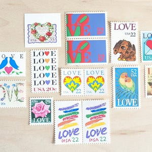 Conjunto de 15 sellos de amor, sellos postales de EE. UU., colección de sellos de amor sin usar
