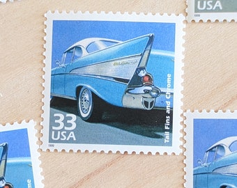 50年代の自動車切手5枚、33セント、1998年、1950年代の世紀を祝う、未