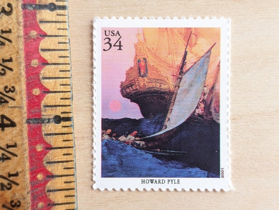 ハワード・パイル5枚、34セント、アメリカイラストレーター切手、未