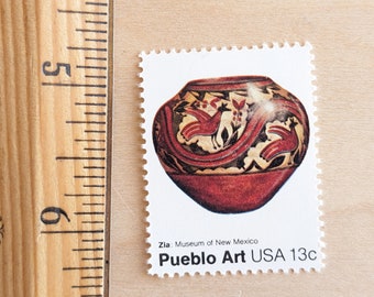 10 Pueblo Art Stamps, Zia, 1977 Unused Postage Stamps, 13 Cent Stamps