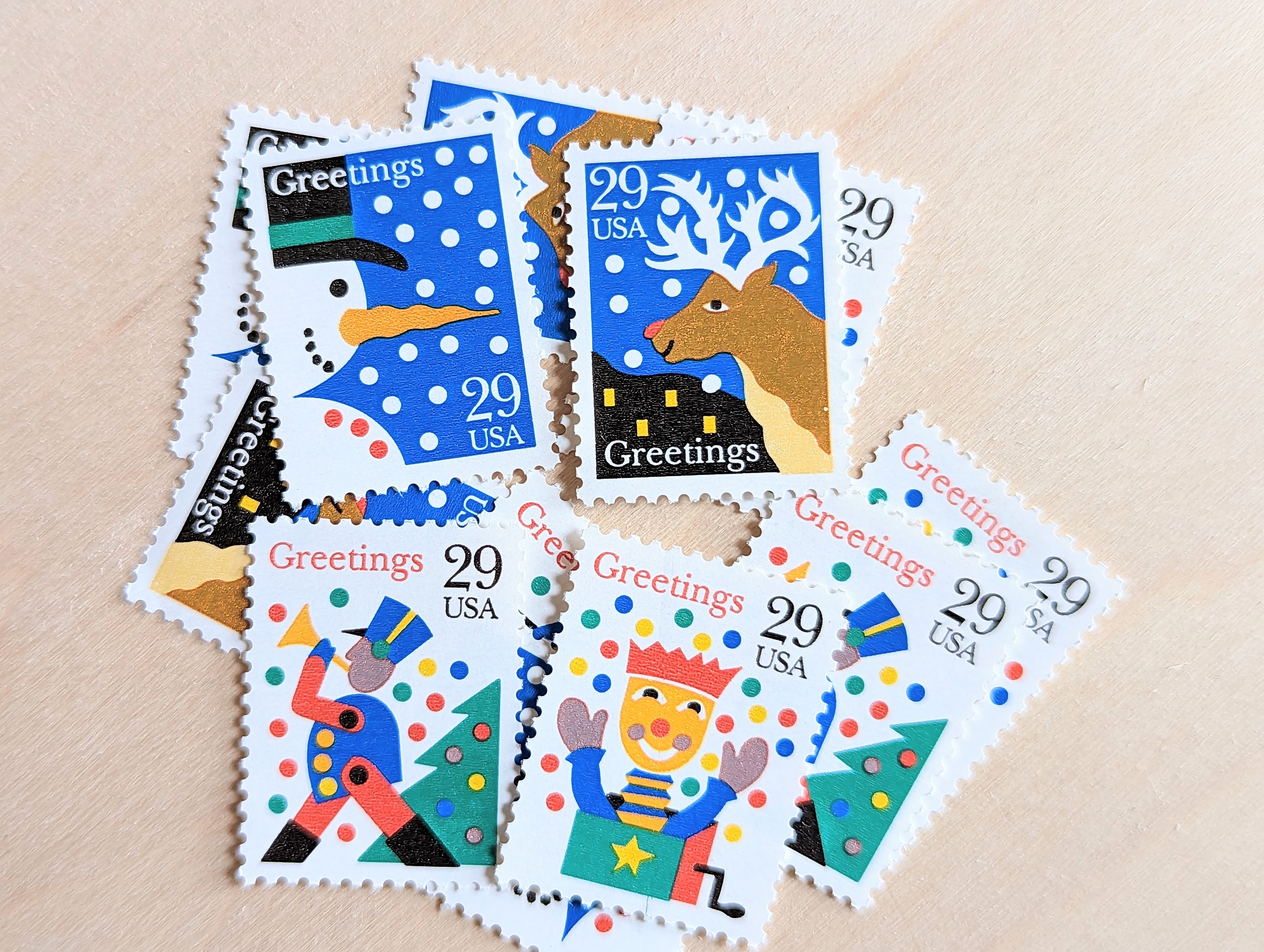 12 Christamas Greetings Stamps, 1993 Unused Postage Stamps, 29