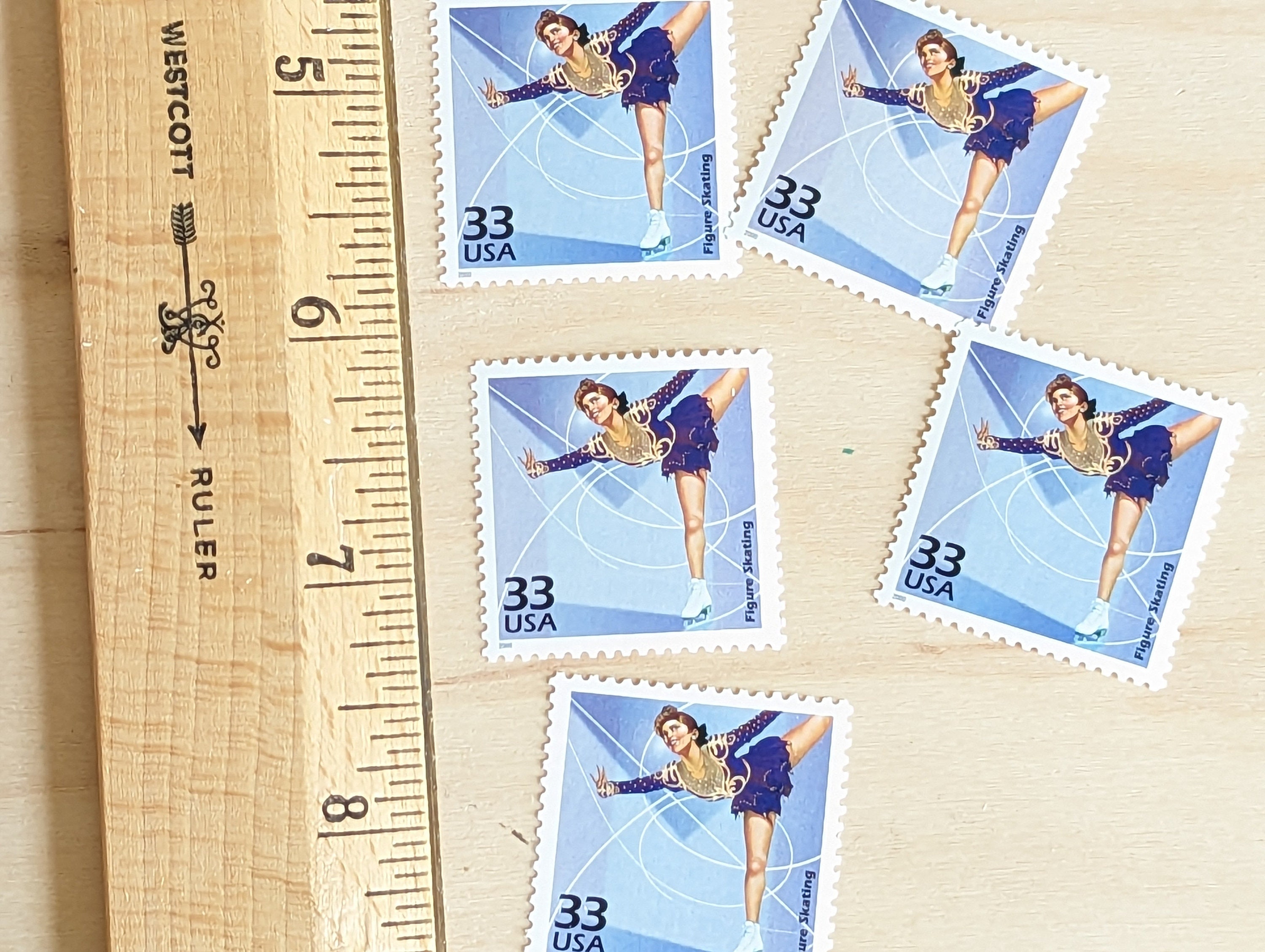 ごんすけさん専用 使用済切手 フィギュアスケート切手5枚、33セント、1998年、1980年代、世紀