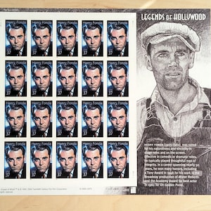 Henry Fonda Unused US Stamp Sheet, 2004, Sheet of 20, 37 Cent Stamps, Legends of Hollywood, Vintage Collectible Stamps