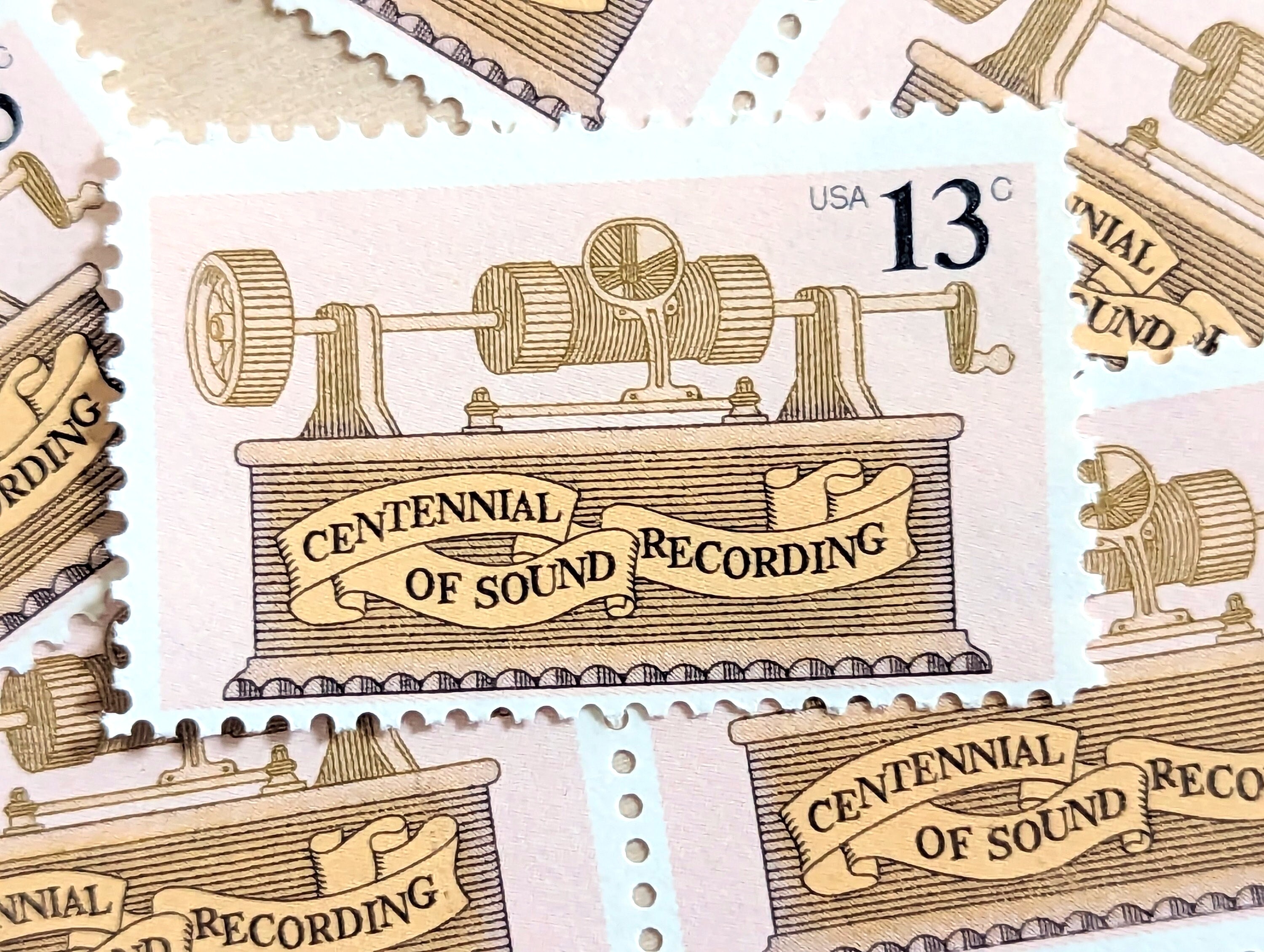 録音100周年記念切手10枚セット、13セント、1977年未使用切手