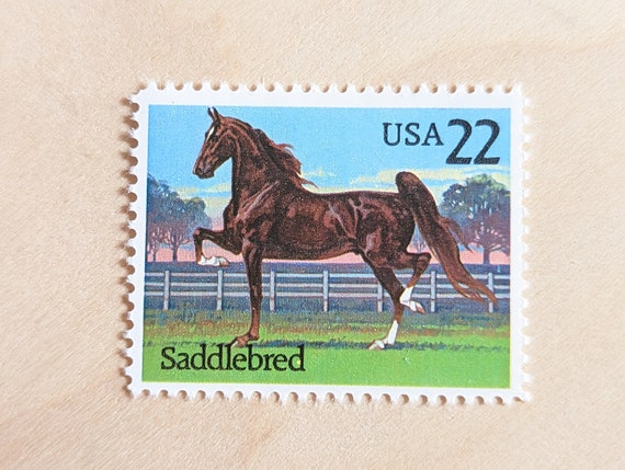 10 Saddlebred Horse Stamps, Vintage Unused 22 Cent Postage Stamps