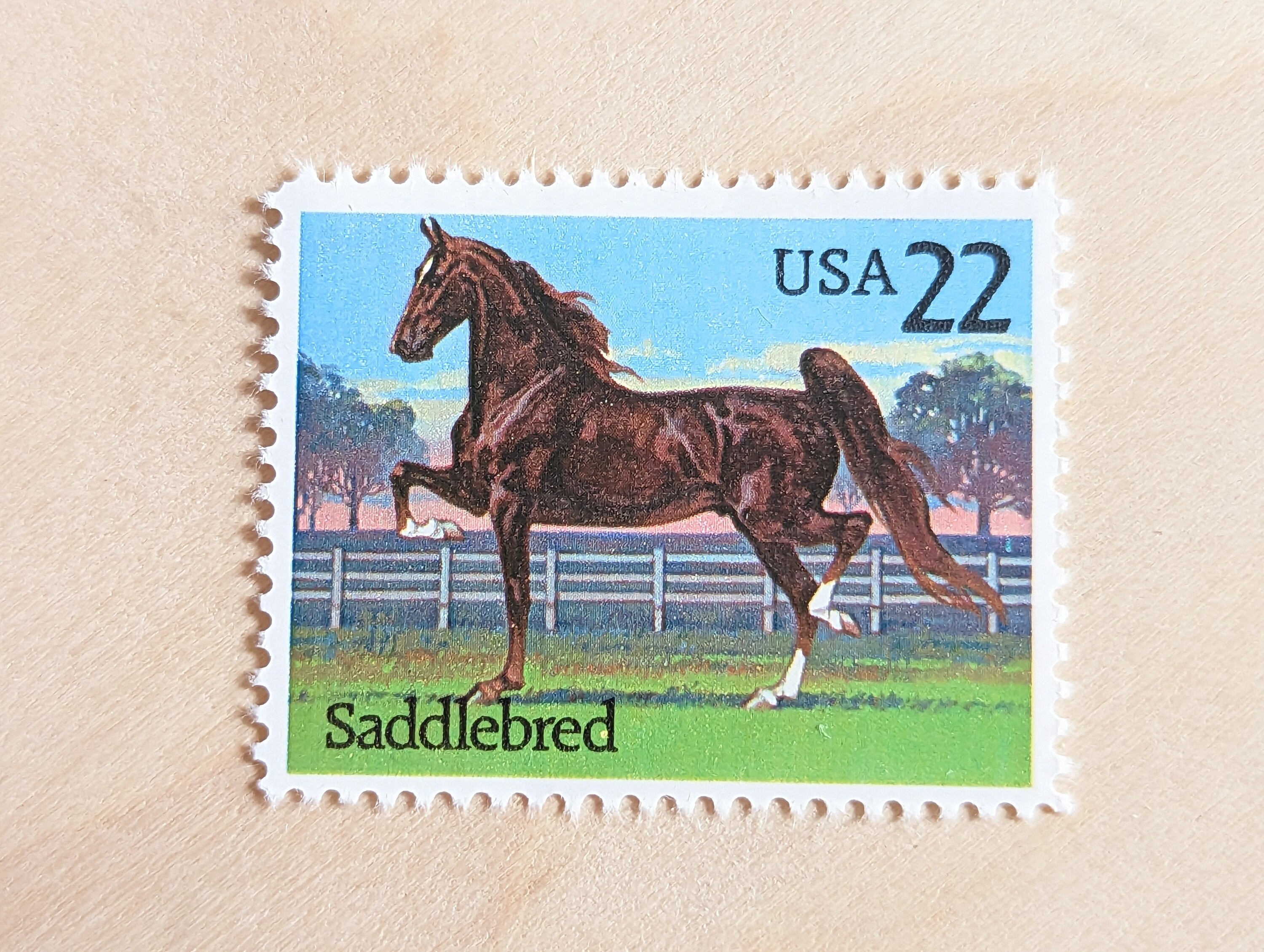 10 Saddlebred Horse Stamps, Vintage Unused 22 Cent Postage Stamps