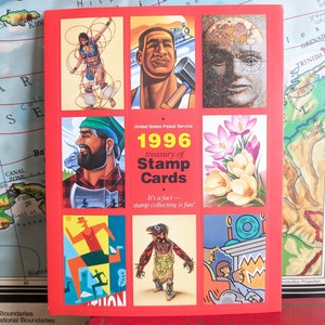 1996 USPS Treasury of Stamp Cards per collezionismo di francobolli, 23 cartoline da collezione con francobolli