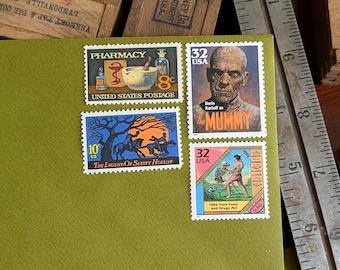 5 Sets of Vintage Halloween Postage: Mail 5 Letters, 82 Cents Each Set, Event Postage, 5 of Each Stamp