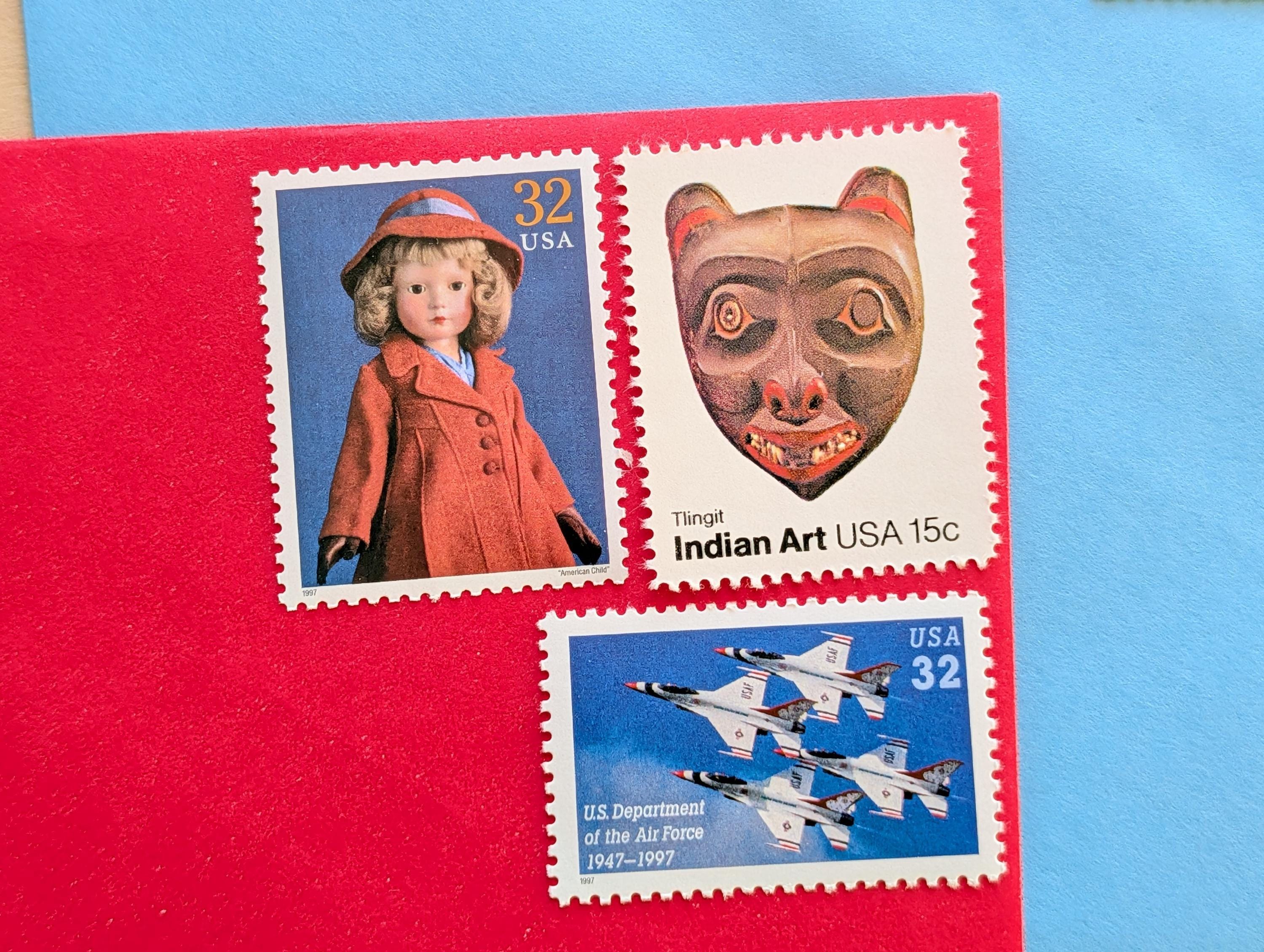 Sheet of 40 Indian Art US Postage Stamps, 15 Cents, Native