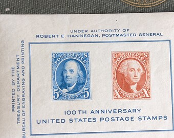 切手。アメリカ32セント切手。 アンティーク切手 アメリカ 1908年頃 ワシントン 青5セント USWB0607