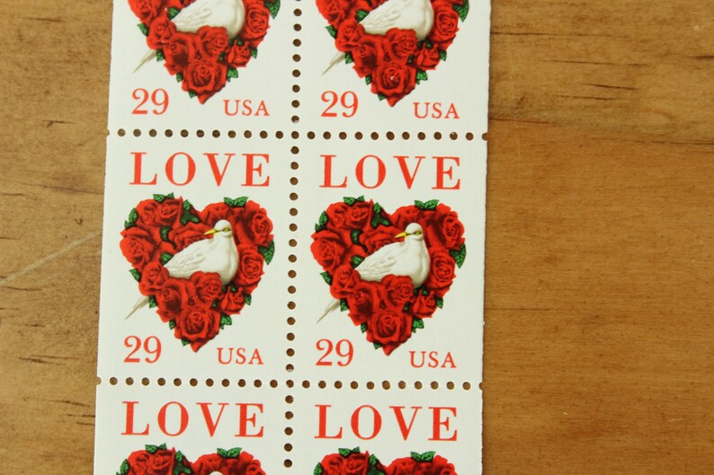 29 Cent Dove Red Rose Love Stamps 10 Unused Stamps 1991 Etsy
