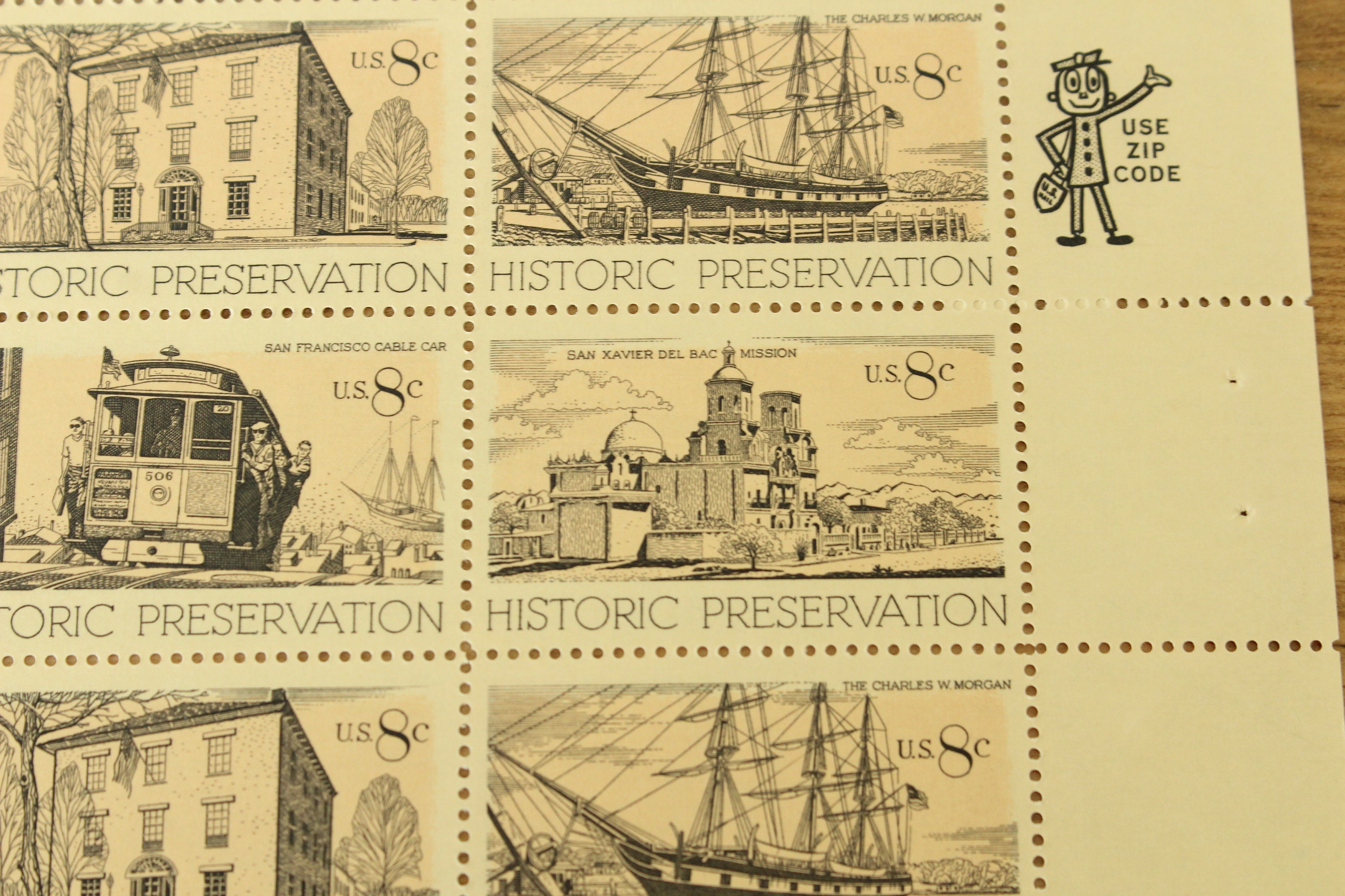 Historic Preservation Issue Complete 8 Cent Sheet of 40 Stamps Scott 1440-43