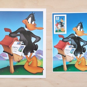 Cartão postal do Pato Daffy, Looney Tunes, 1999, cartão postal pré-carimbado de 20 centavos não utilizado e folha de lembrança de 33 centavos