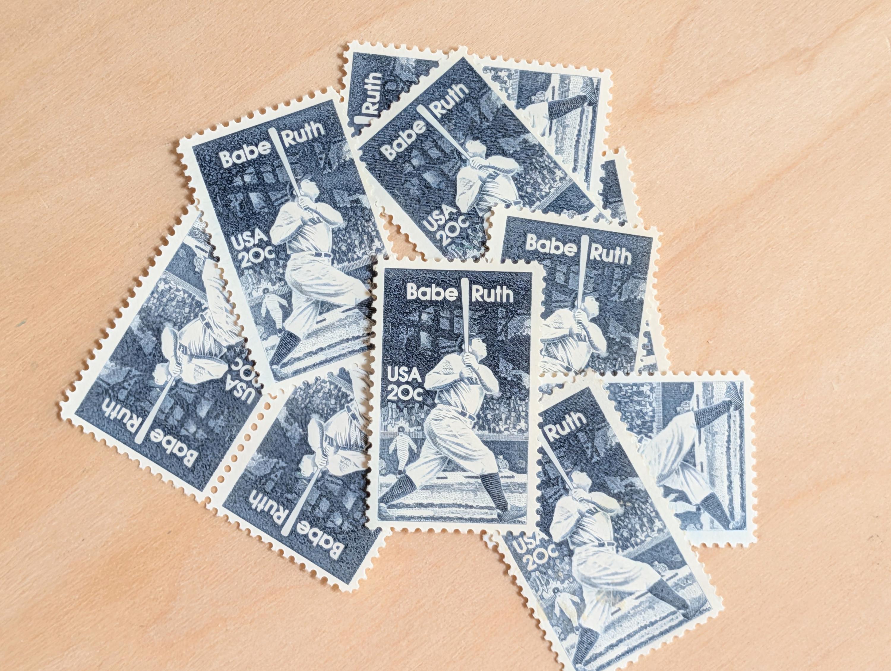 ベーブ・ルース切手、未使用の米国郵政公社（USPS）20セント切手、1983