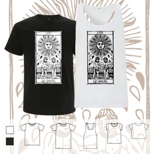 T-shirt LE SOLEIL Tarot de Marseille" Tarot le SOLEIL arcane oversize, crop, débardeur, manches retroussées. Cartes de Marseille