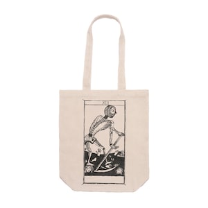 Borsa Tote Bag con Soffietto Tarot De Marseille La Mort  Poliestere Morbido e Resistente Manici Lunghi 70 cm Tarocchi di Marsiglia La Morte