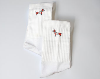 Frotteesocken mit Origami-Dackel-Hundedruck Dackel-Dshirt14 Sublicushion Performance Alltag, Sport, Freizeit, hergestellt in Italien