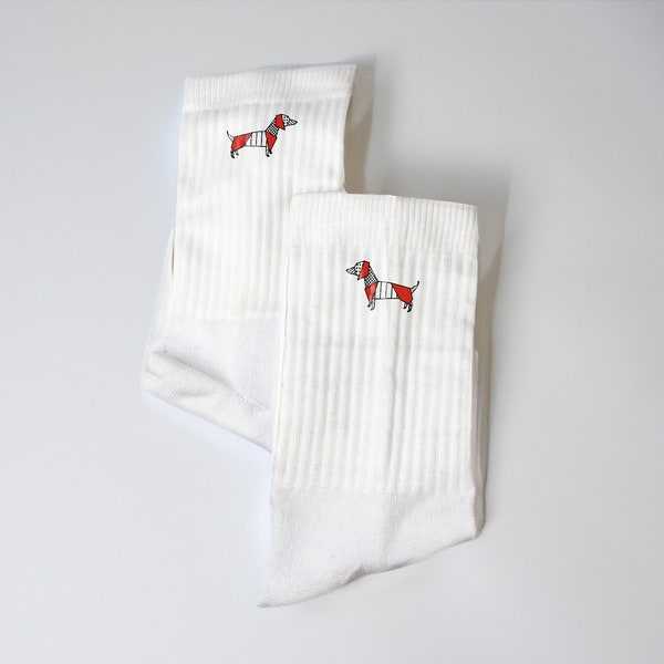 Frotteesocken mit Origami-Dackel-Hundedruck Dackel-Dshirt14 Sublicushion Performance Alltag, Sport, Freizeit, hergestellt in Italien