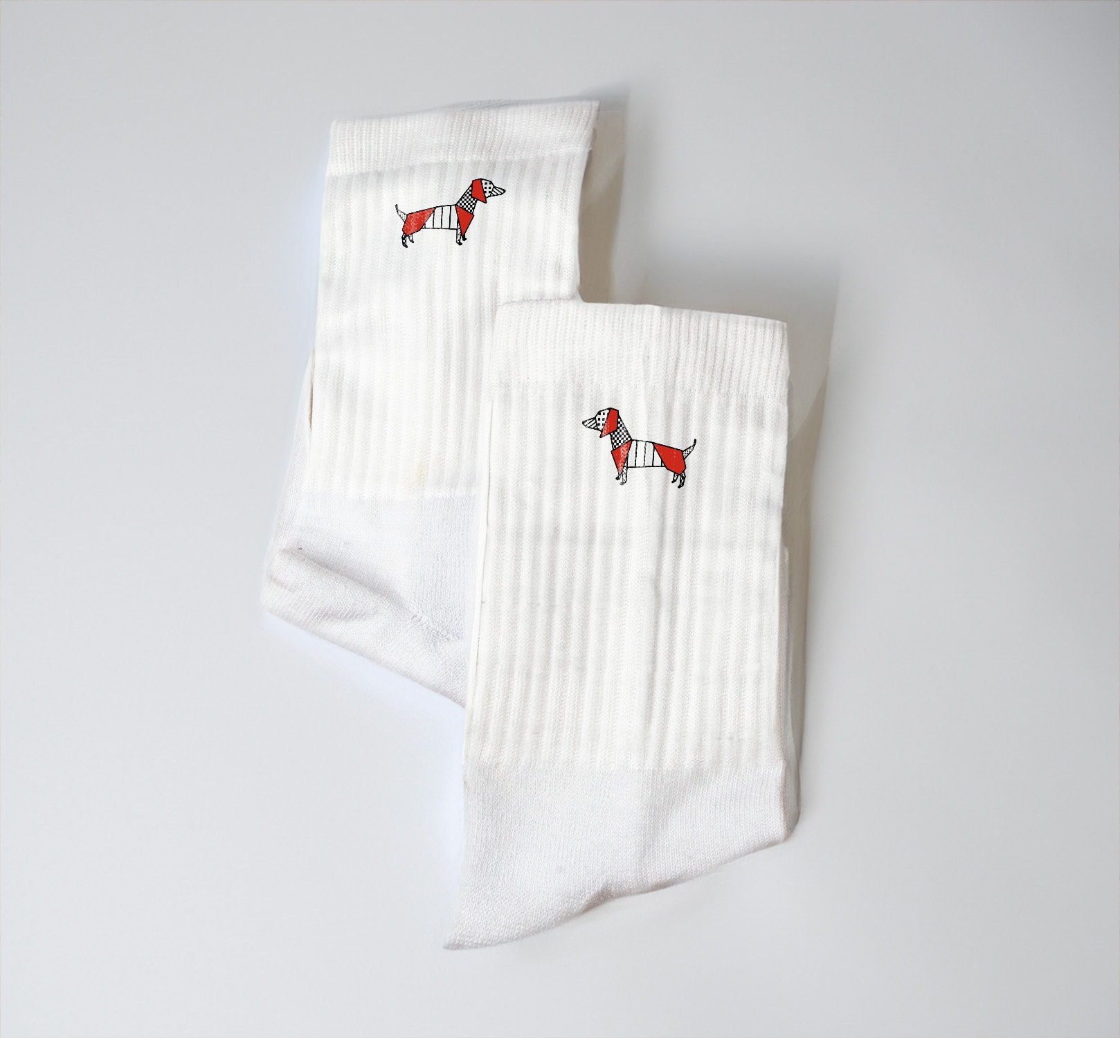 Sponge Socks with Origami Print Dachshund Dog Dshirt14 Sublicushion Performance Everyday, Sport, Leisure, Made in Italy