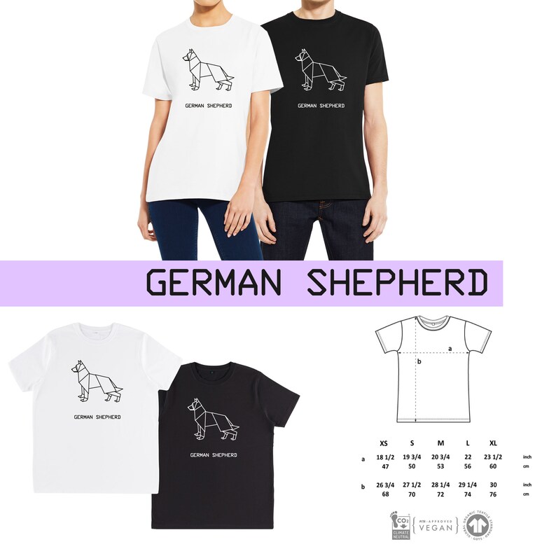T-shirt unisex ORIGAMI dog German Shepherd, Golden retriver, Toy poodle, Collie, Spitz, Pitbull, Irish setter, Lagotto, Labrador GERMAN SHEPHERD
