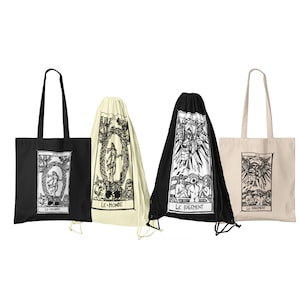 TOTE BAG DRAWSTRING bag  "Tarot de Marseille" Tarocchi , Le monde, le jugement