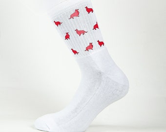 Chaussettes blanches avec imprimé chien Origami Collie Dshirt14 Sublicushion Performance Quotidien, sport, temps libre, chaussettes fabriquées en Italie